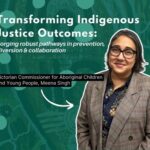Image of Meena Singh on The Transforming Indigenous Justice Outcomes Confernece banner